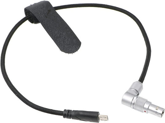 kopen Lemos 2 Pin Draaibaar rechthoekige hoek naar Micro USB-stroomkabel voor ARRI Z CAM E2 Flagship naar Nucleus Nano Braided Wire online vervaardiging